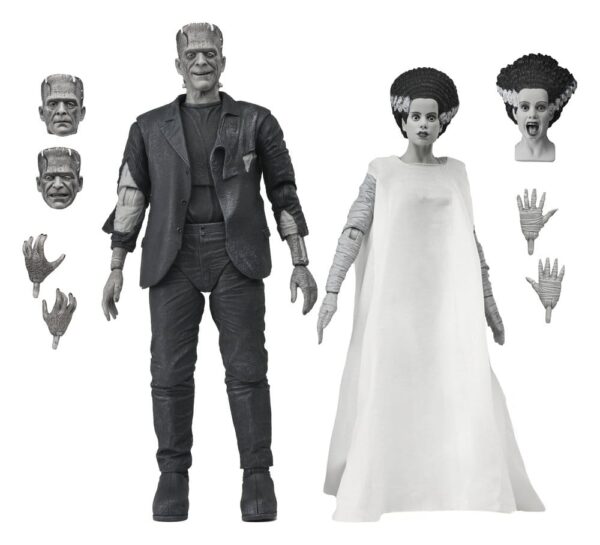 Universal Monsters 2-Pack Akció Figura Bride of Frankenstein 90th Anniversary The Monster & His Mate (B&W) 18 cm