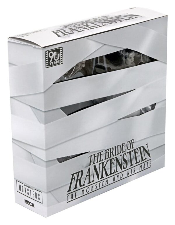 Universal Monsters 2-Pack Akció Figura Bride of Frankenstein 90th Anniversary The Monster & His Mate (B&W) 18 cm