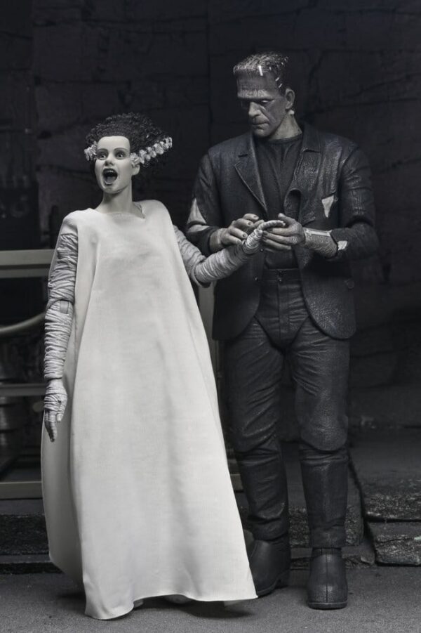 Universal Monsters 2-Pack Akció Figura Bride of Frankenstein 90th Anniversary The Monster & His Mate (B&W) 18 cm