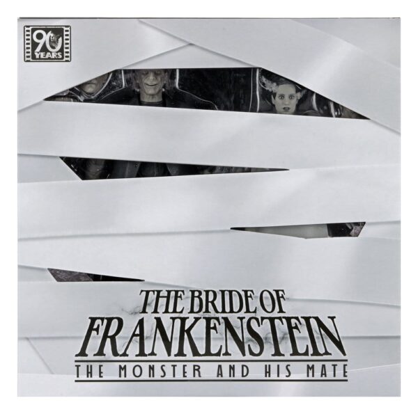 Universal Monsters 2-Pack Akció Figura Bride of Frankenstein 90th Anniversary The Monster & His Mate (B&W) 18 cm